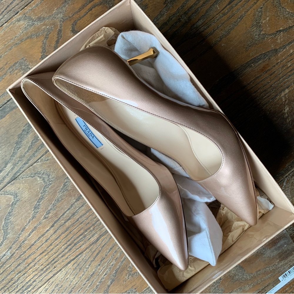 Prada Women's Metallic Nude Heels